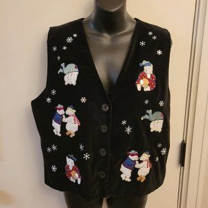 Christopher and Banks Christmas Velour Vest